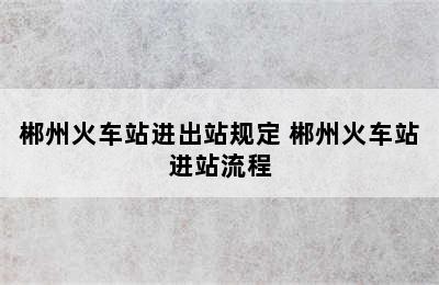 郴州火车站进出站规定 郴州火车站进站流程